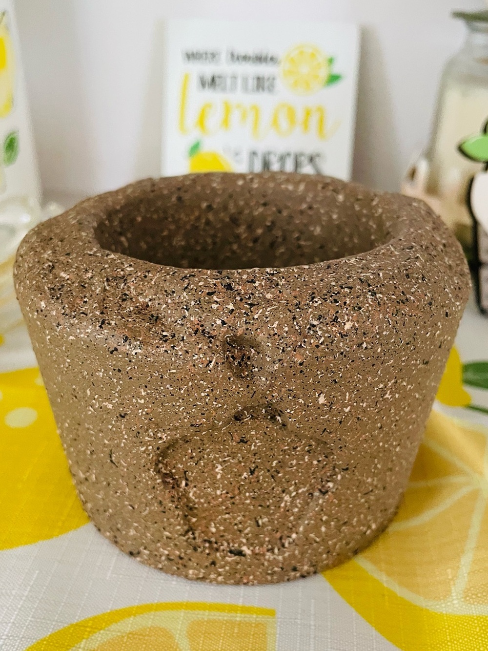 Speckled Brown Terra Cotta Planter Pot or candle holder